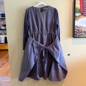 Boheme Long Sleeve Dress in Gray, aproned and long. Work. Horse. Of. A. Dress.